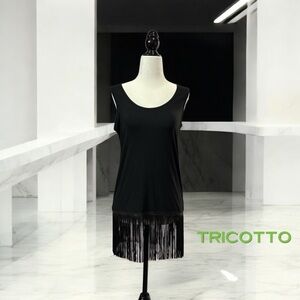 NWOT, Tricotto, Elegant Black Fringed Camisole, Small